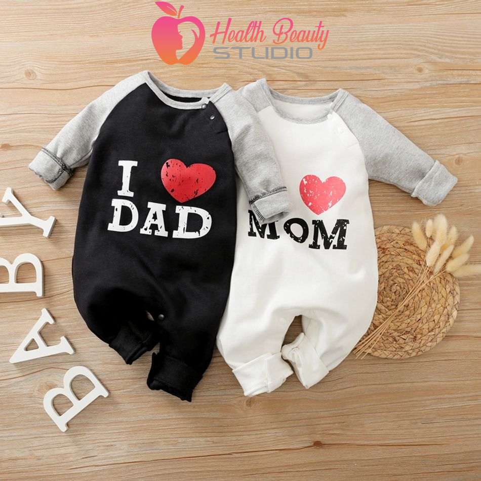 MOM & DAD Printed Long-sleeve Baby Jumpsuit